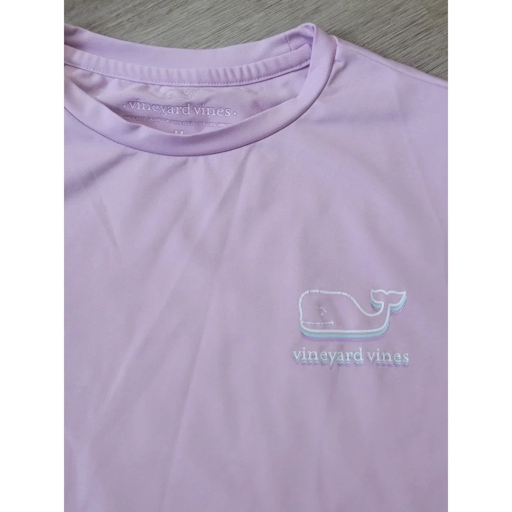 Vineyard Vines Girls Long Sleeve Rash Guard Swim Top M 10-12 Pink Lavender Whale